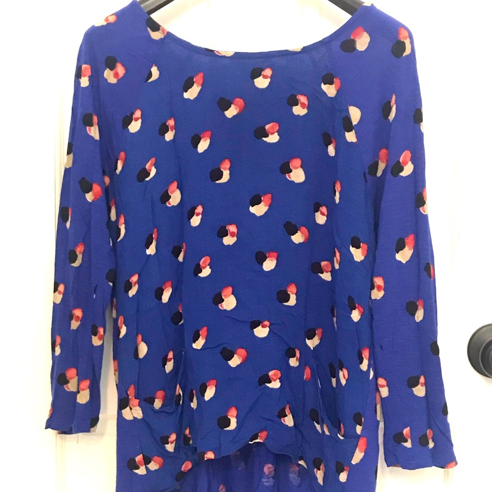 Lucky Brand blue patterned 3/4 sleeve tunic top